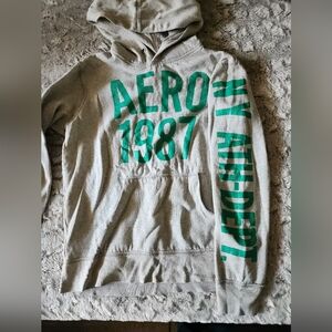 Gray Aero Hoodie with Green Accents Aeropostale